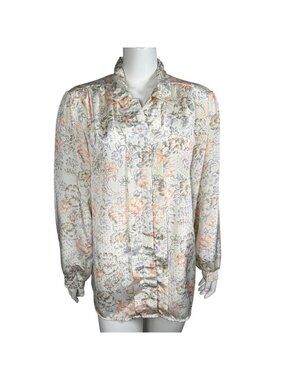 Vintage Cricket Lane Floral Button Up Blouse Shirt Size 14
